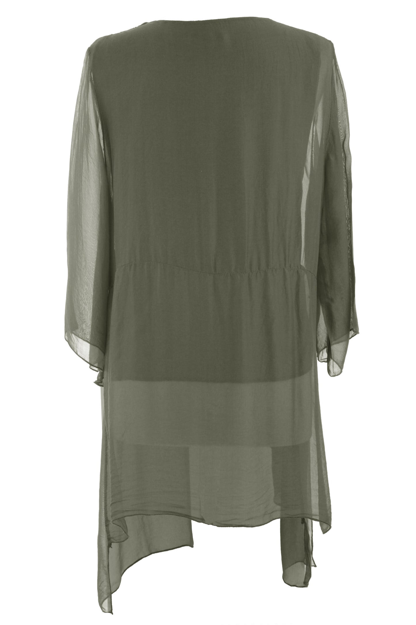 V Neck Asymmetric Silk Top