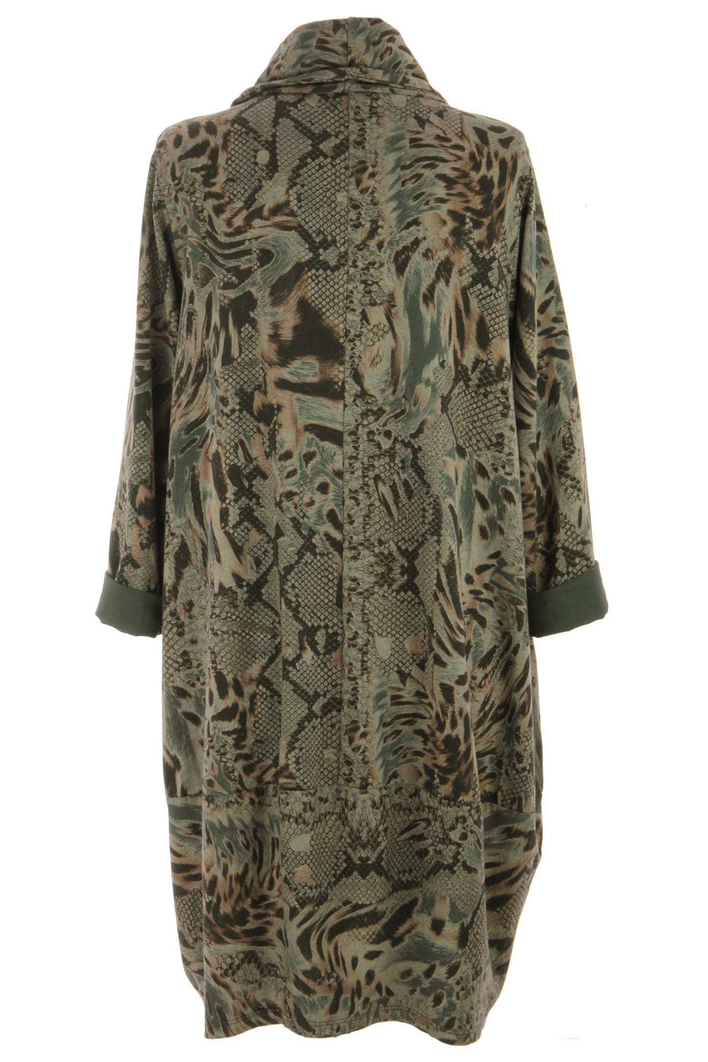 Abstract Leopard Print Cowl Neck Dress