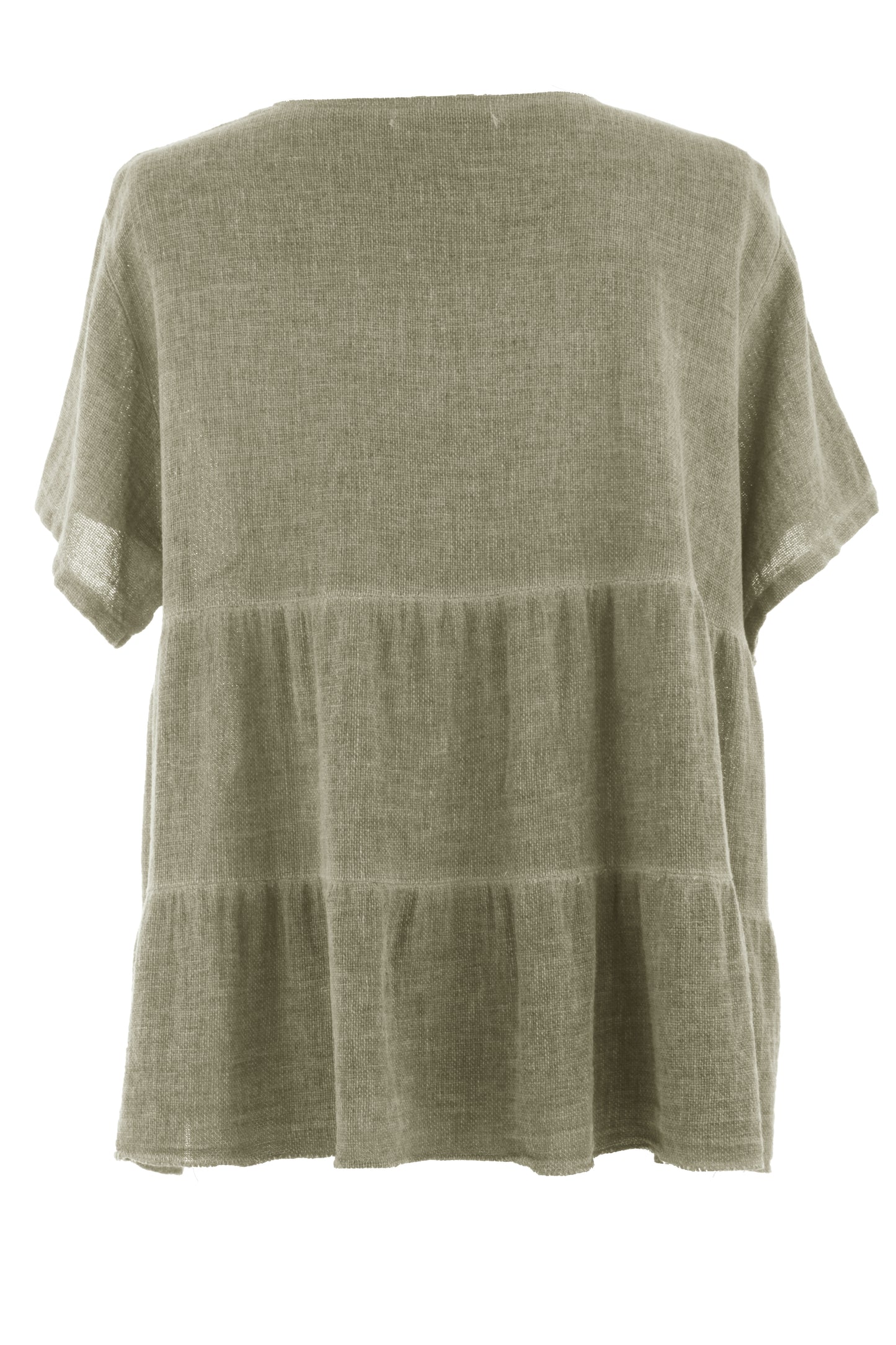 Button Tiered Linen Top