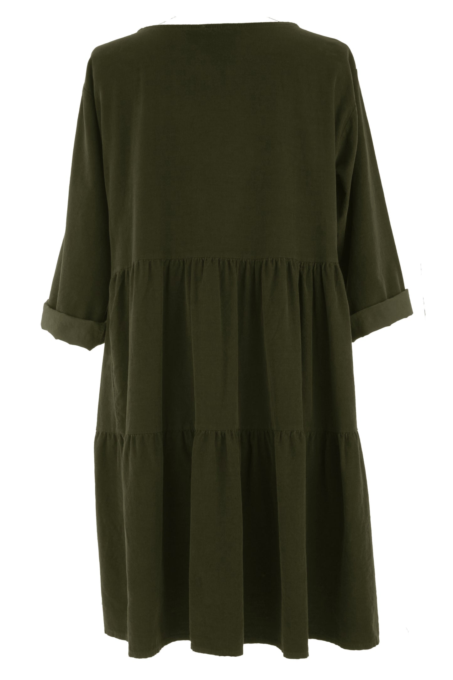 Tiered Swing Corduroy Dress