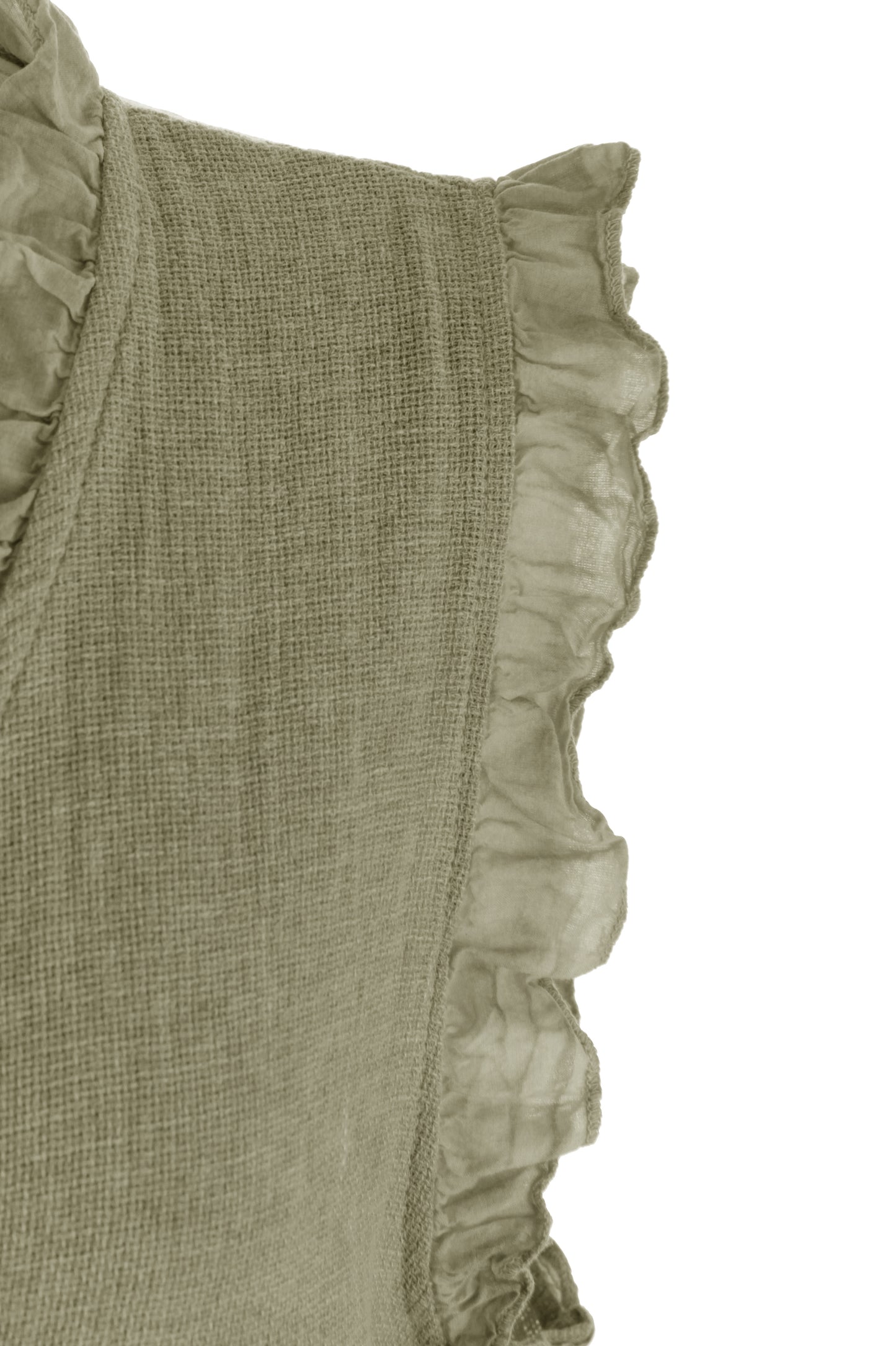 Sleeveless Frill Trim Hopsack Top