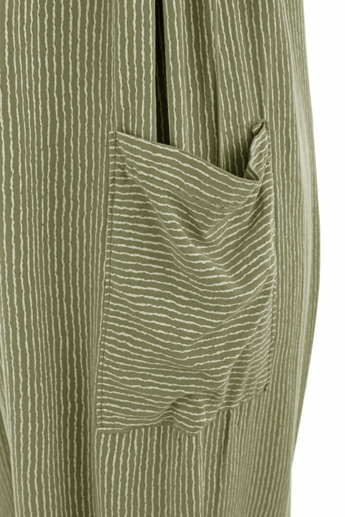 Button Detail Stripe Jumpsuit