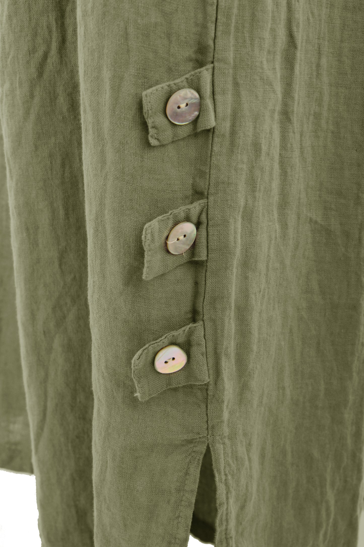 Tab Button Detail Linen Trouser