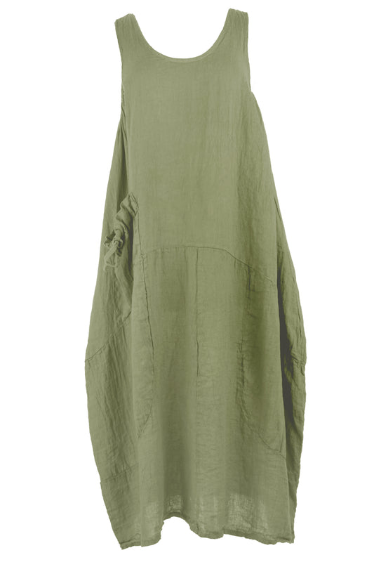 Sleeveless One Pocket Linen Dress
