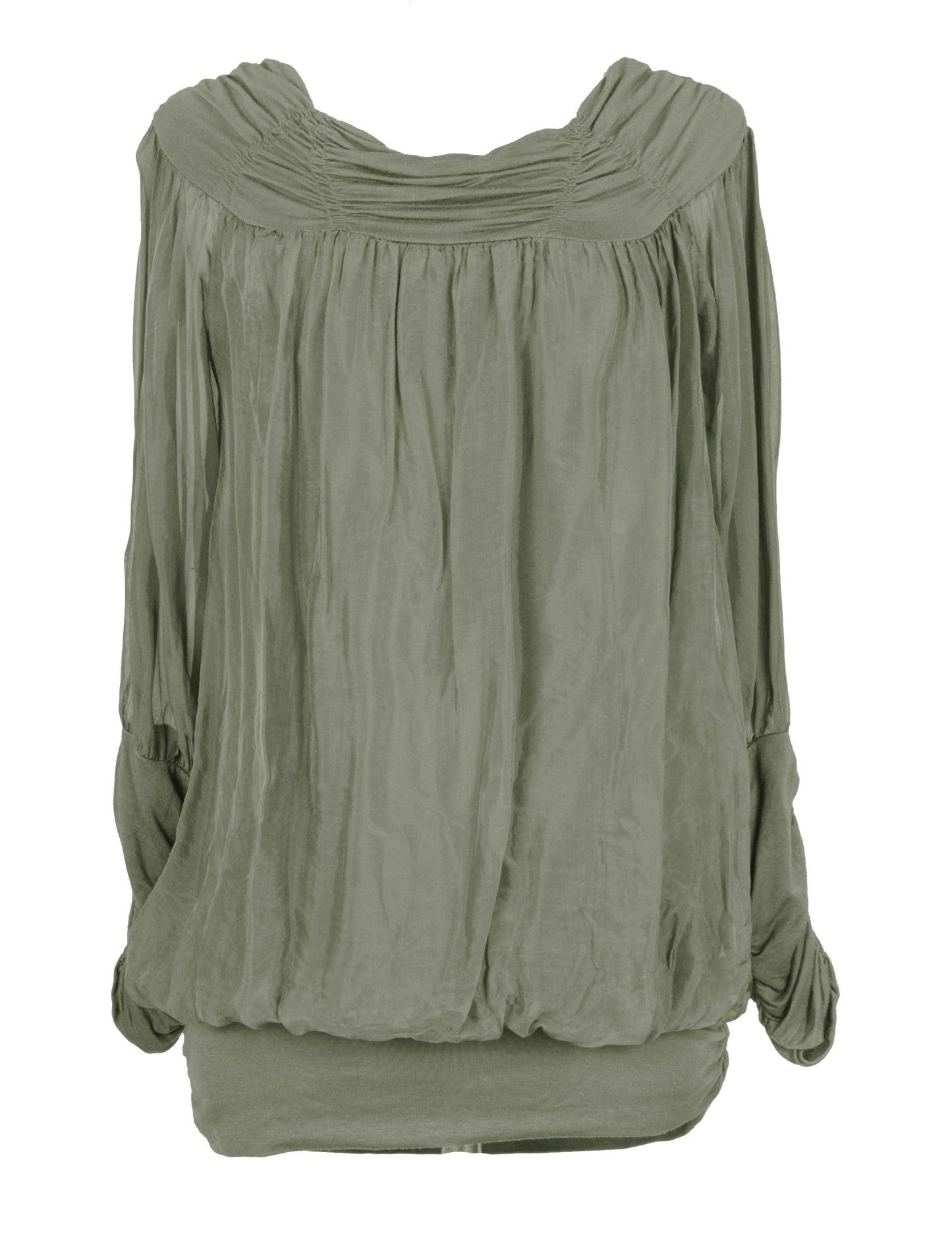 Ruched Neck Silk Blouse