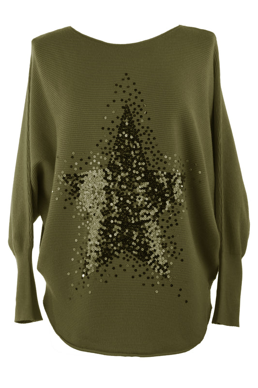Sequin Star Ribbed Jumper