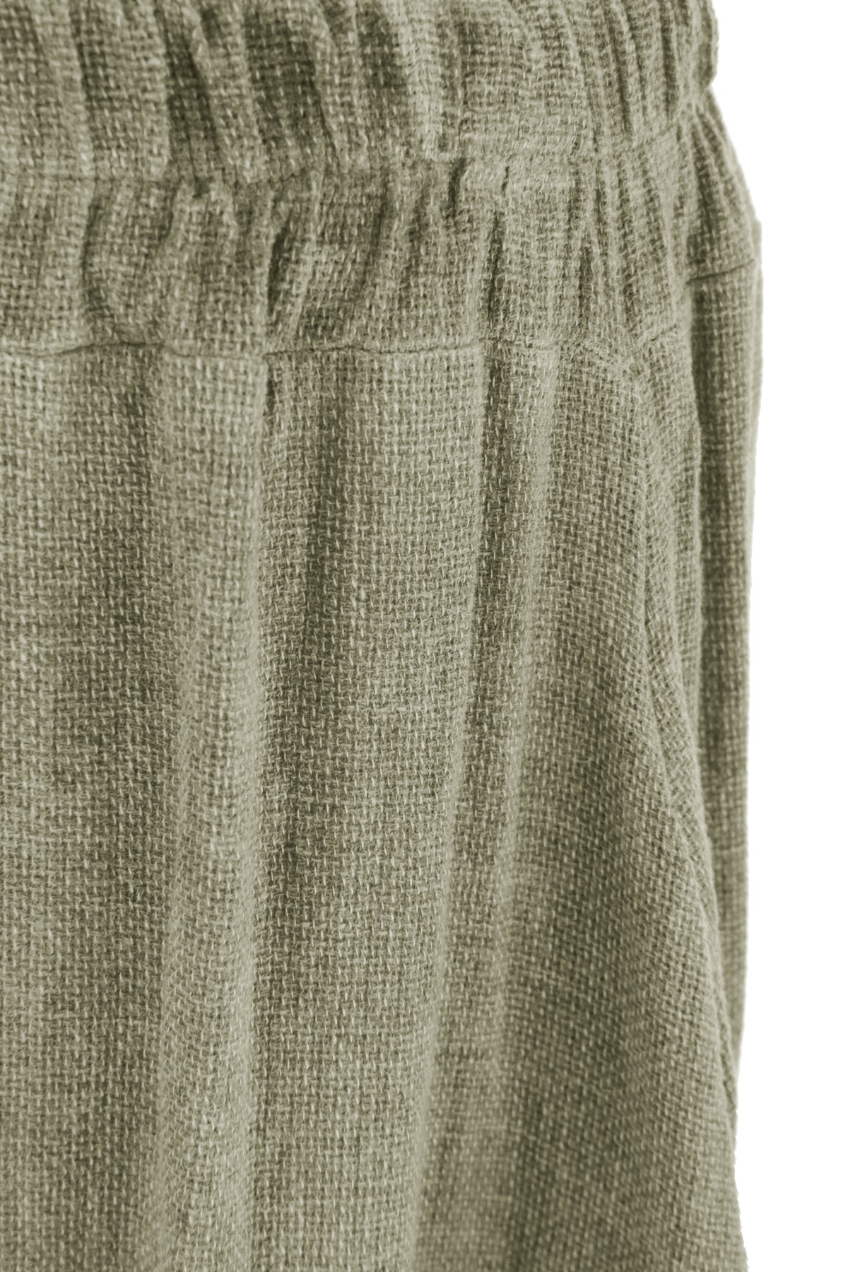 Side Slit Wide Leg Hopsack Linen Trouser