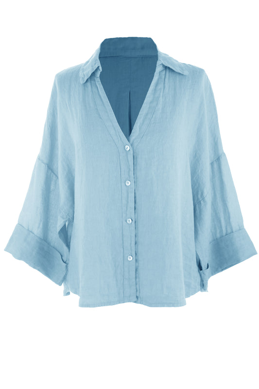 Collar V Neck Linen Shirt