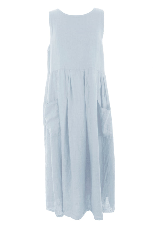 Sleeveless 2 Pocket Linen Midi