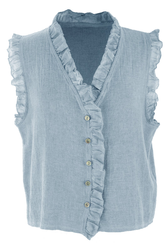 Sleeveless Frill Trim Teabag Top