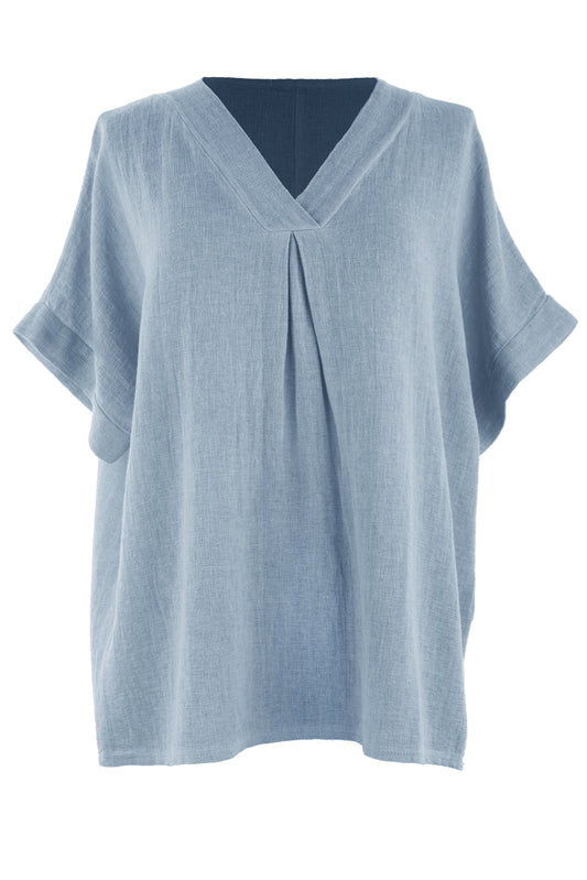 V Neck Teabag Linen Top