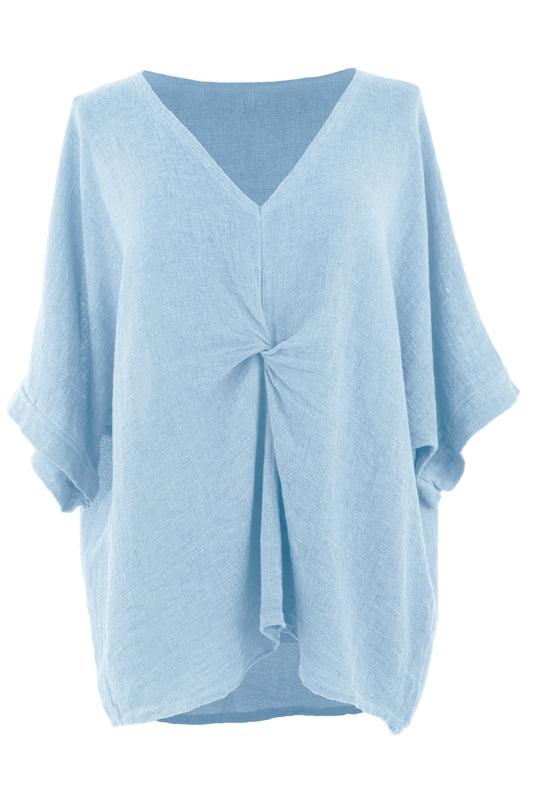 Twist Front Teabag Linen Top