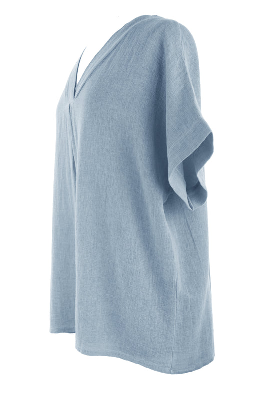 V Neck Teabag Linen Top