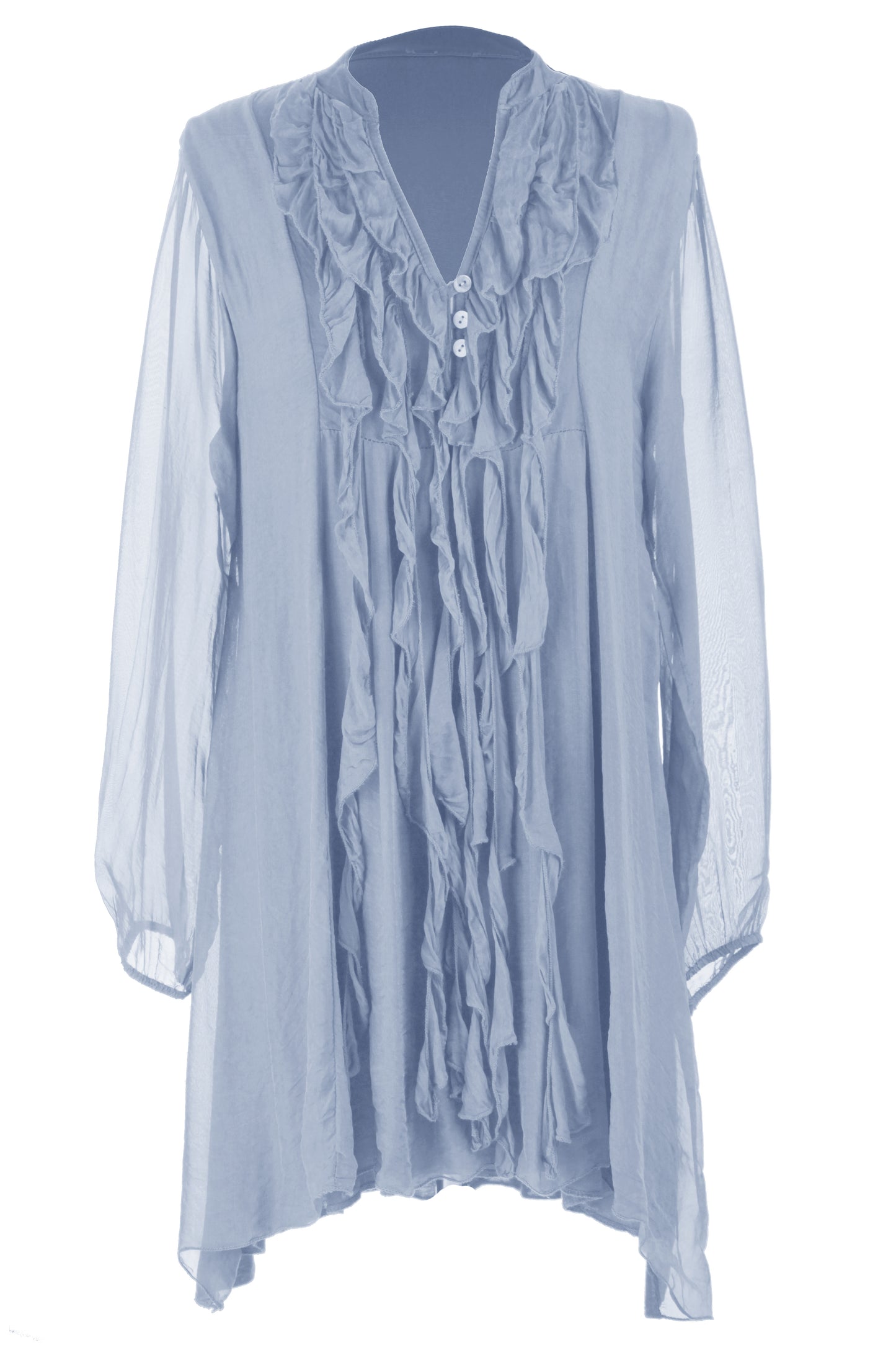 Frill Tassel Silk Blouse
