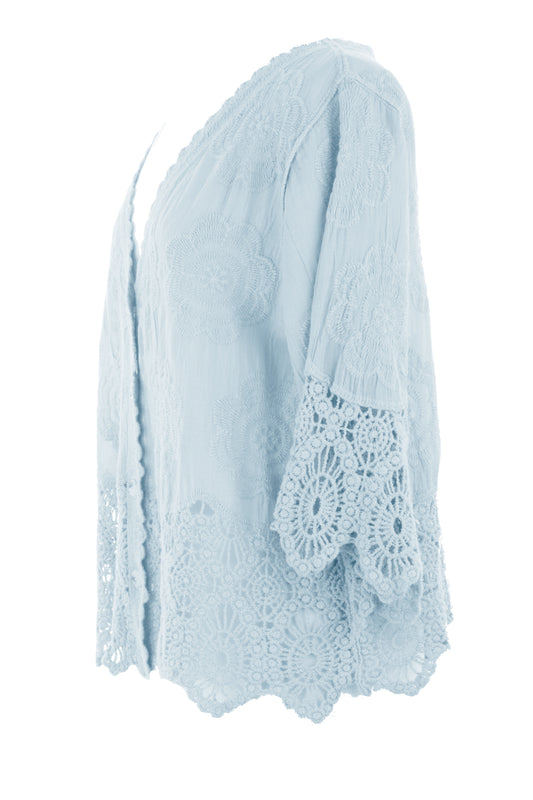 Crochet Trim Cotton Shirt