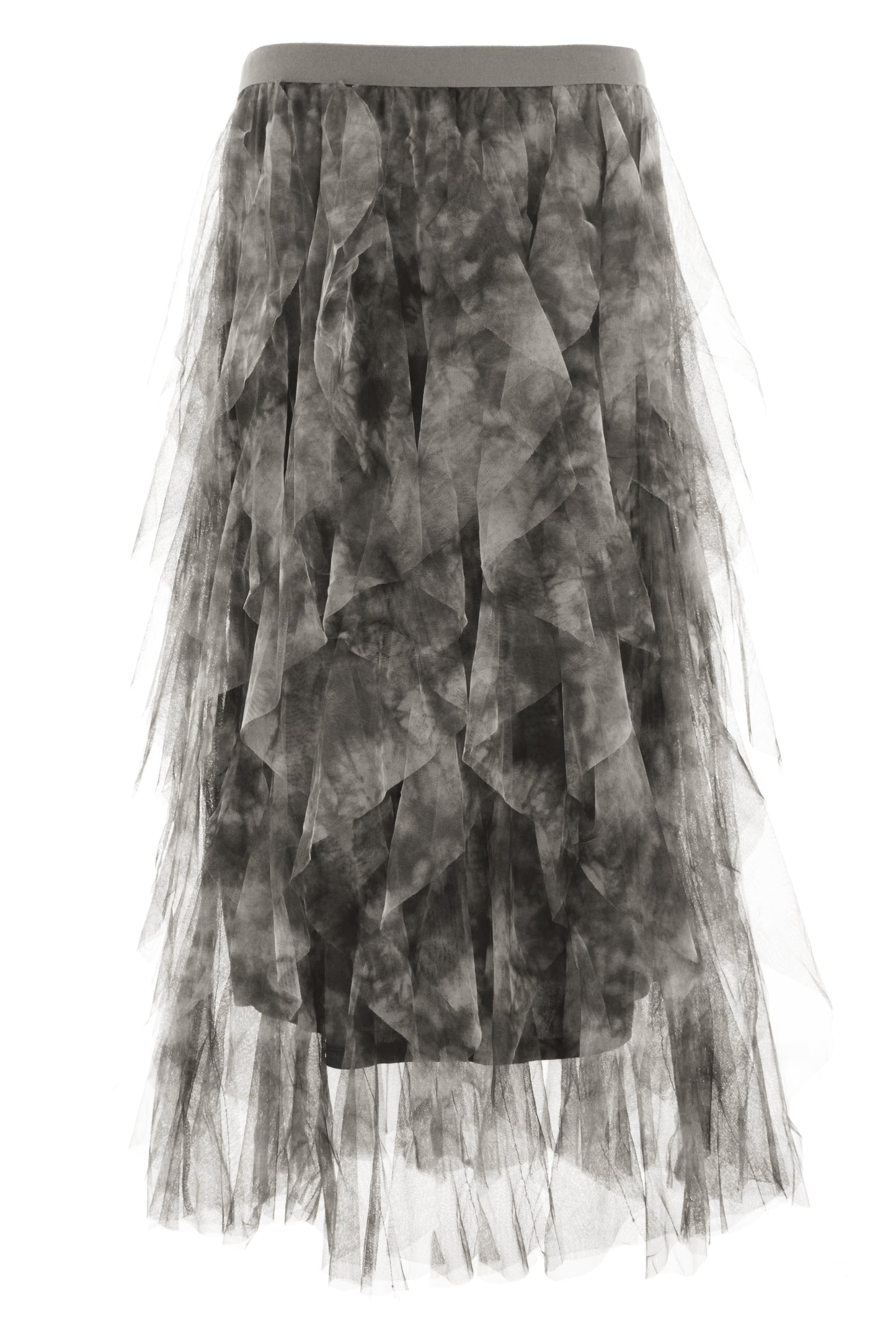 Abstract Print Ruffle Tulle Skirt
