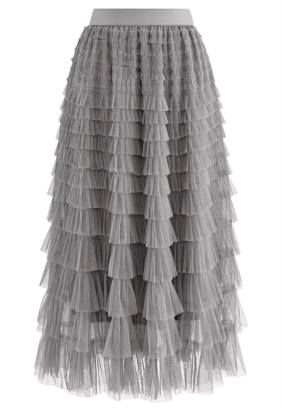 Rara Pleated Tulle Midi Skirt