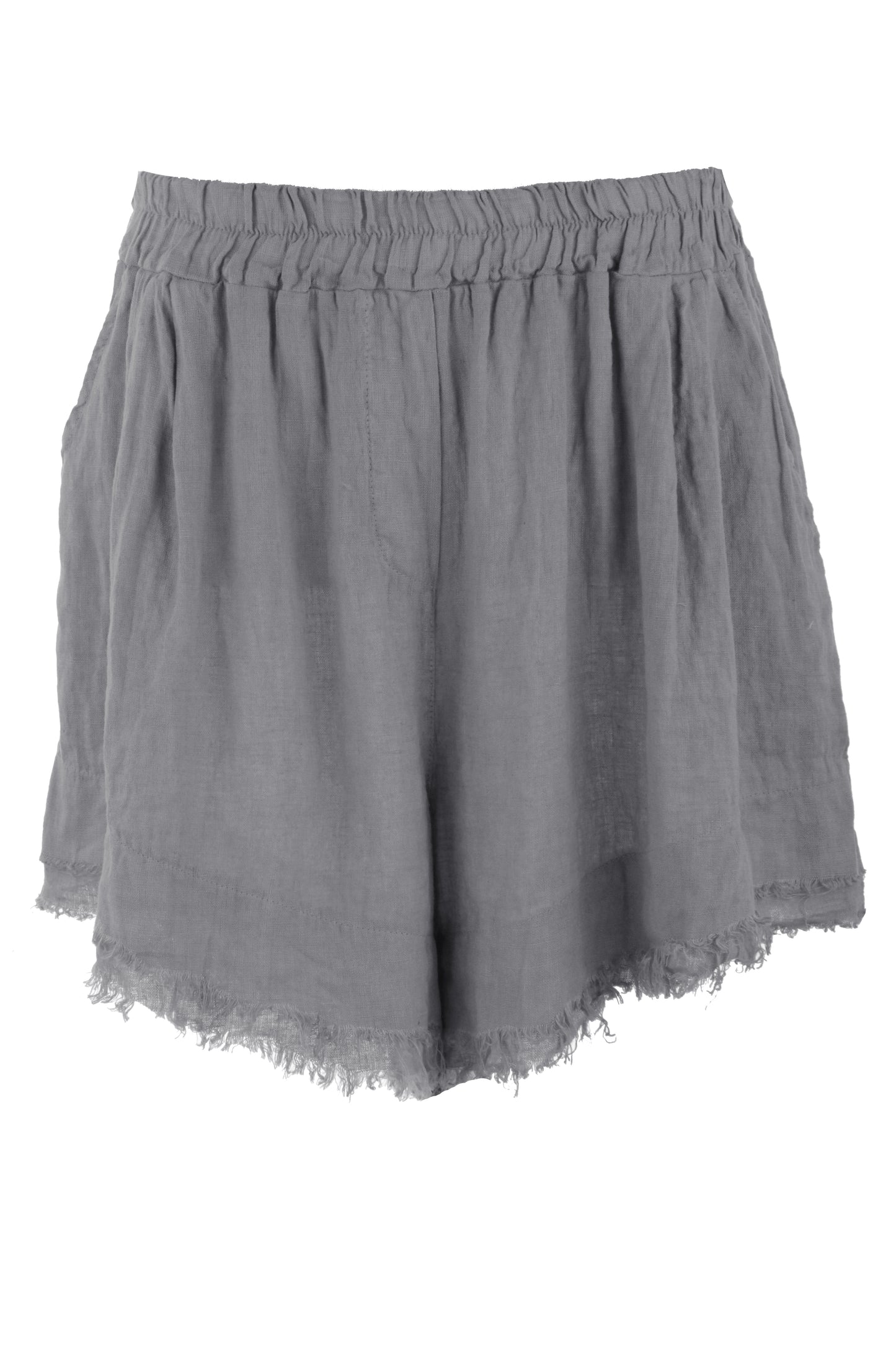 Frayed Trim Linen Shorts
