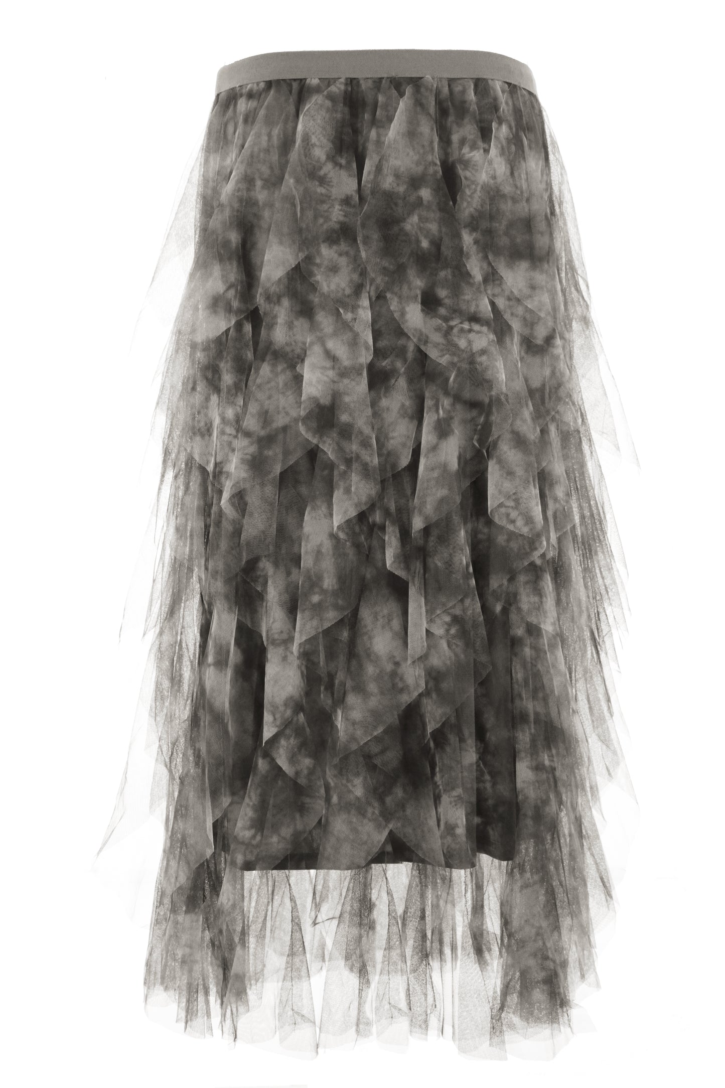 Abstract Print Ruffle Tulle Skirt