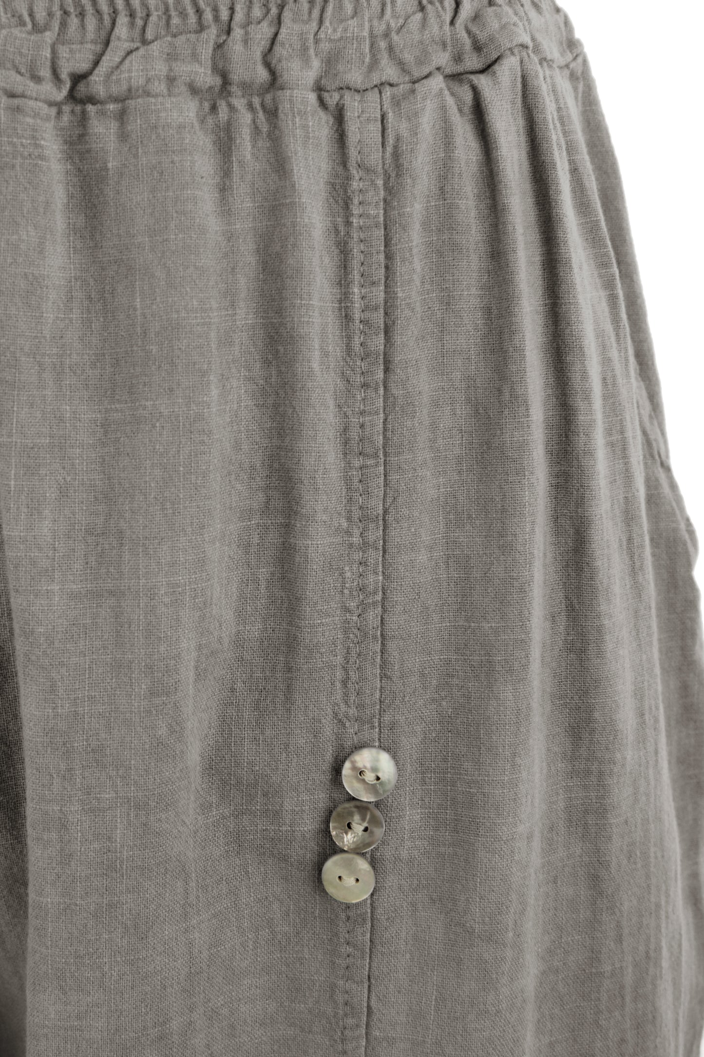 Button Detail Cropped Linen Trouser