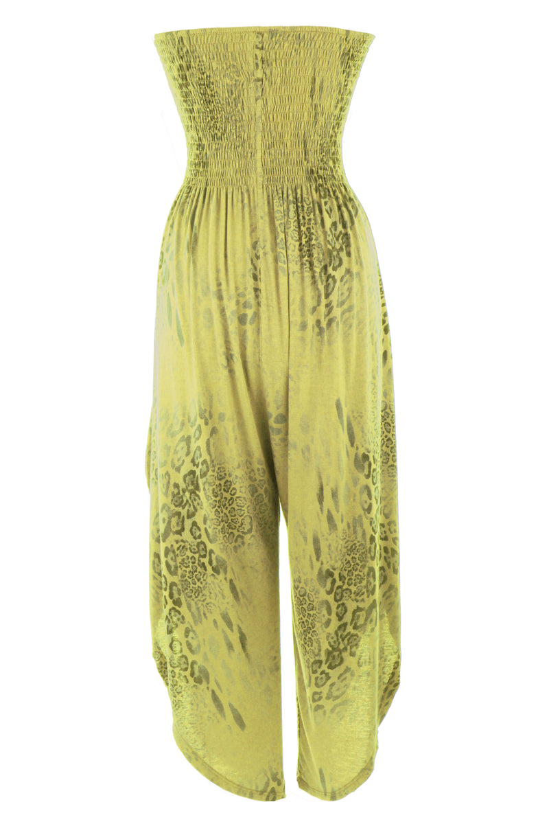 Ladies Women Italian Lagenlook Leopard Print Bandeau Jumpsuit – Texture ...