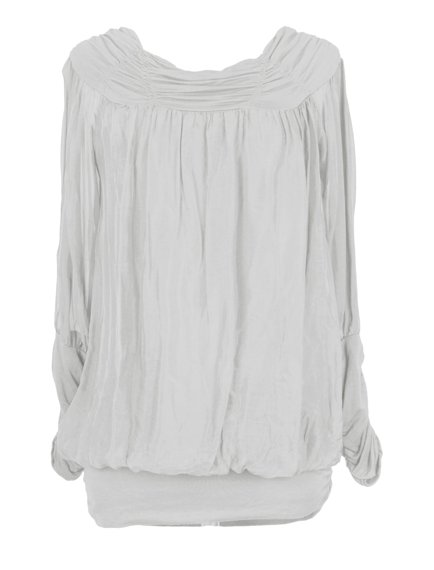 Ruched Neck Silk Blouse