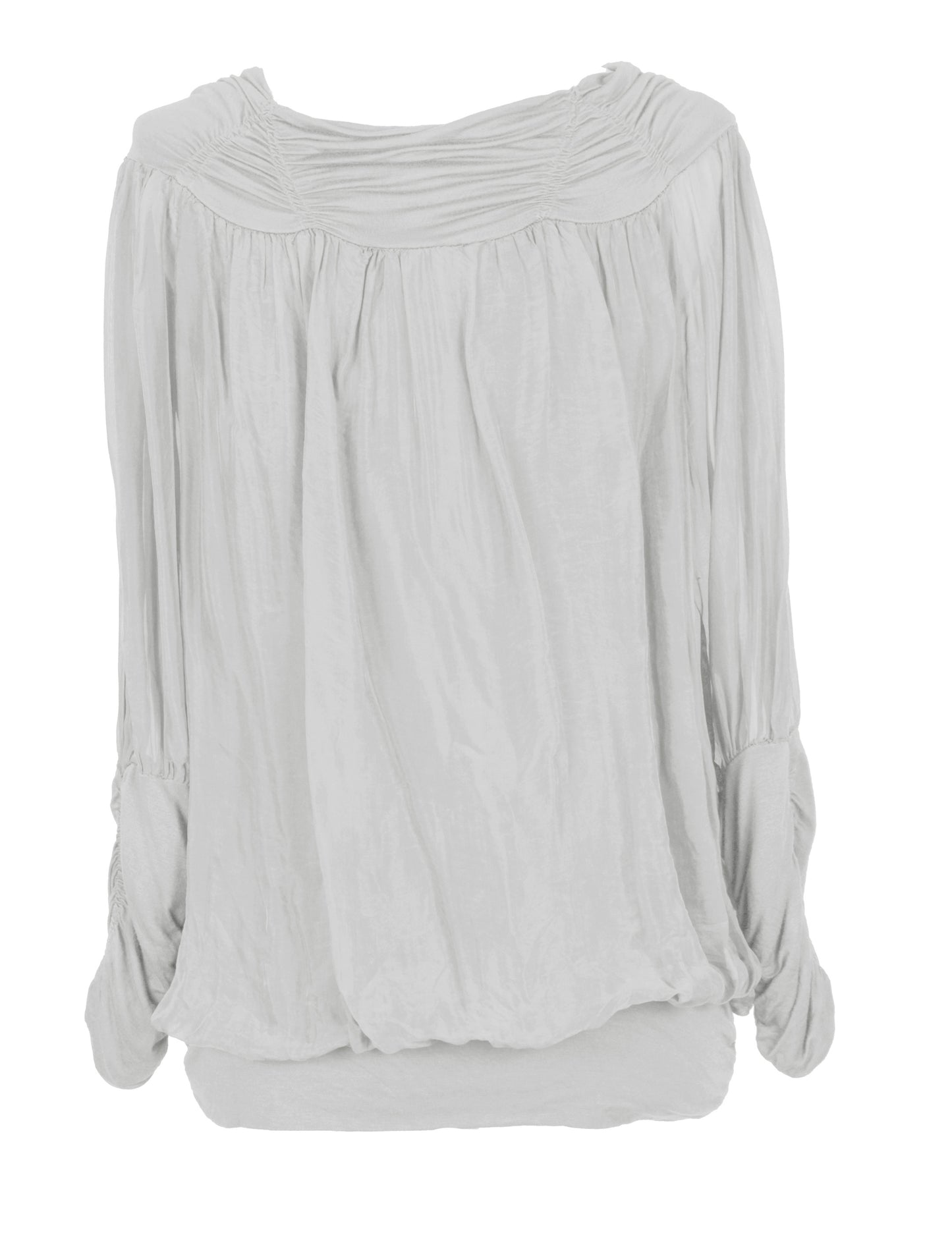 Ruched Neck Silk Blouse