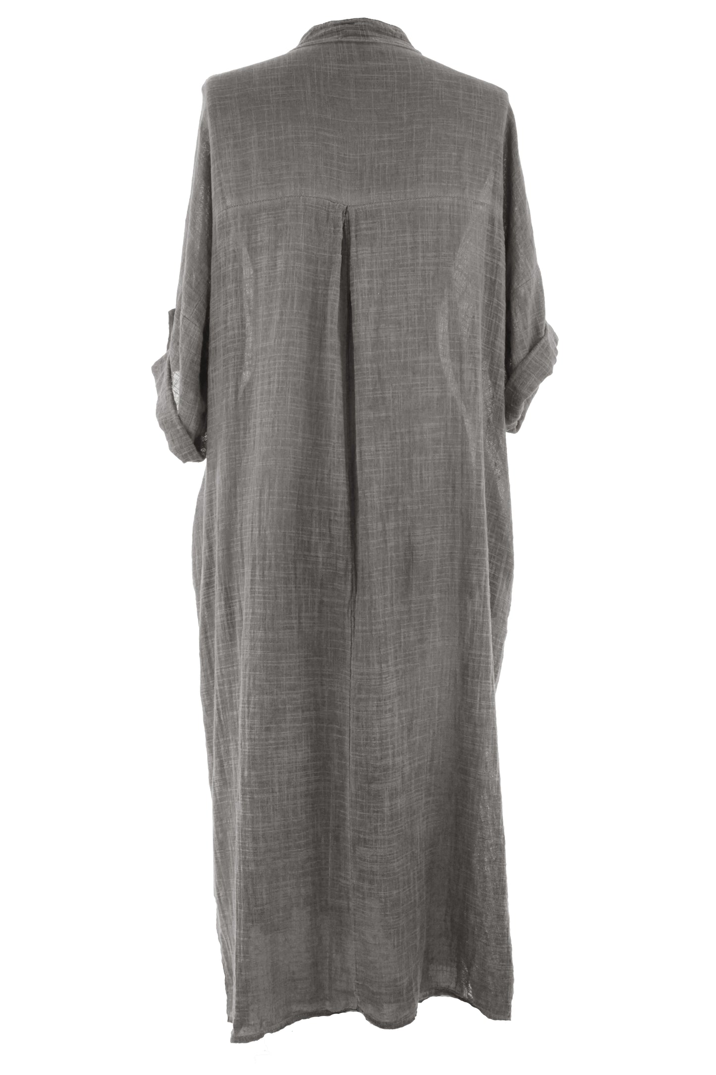 V Neck 2 Pocket Cotton Midi