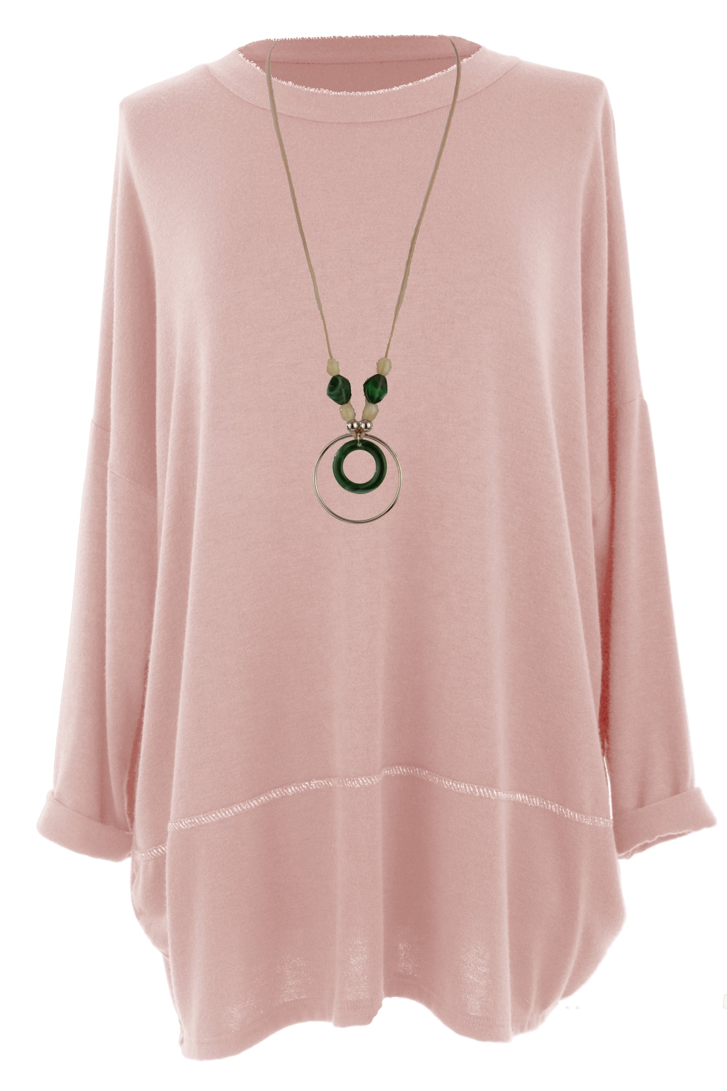Lurex Trim Soft Knit Necklace Jumper