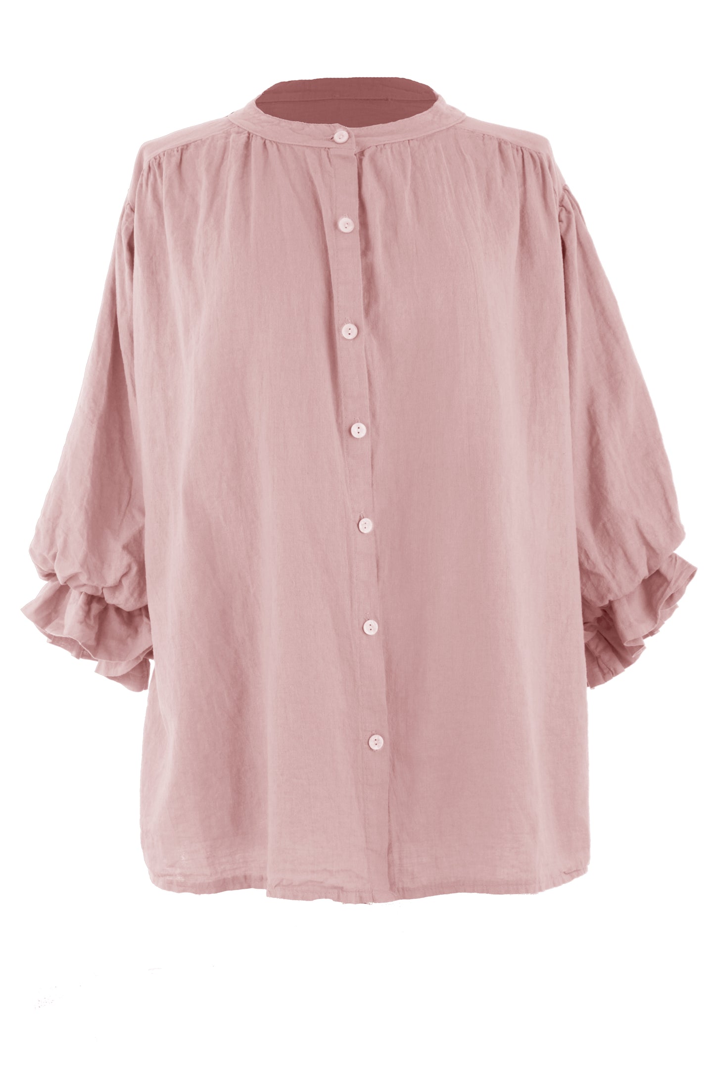 3/4 Balloon Sleeve Linen Shirt