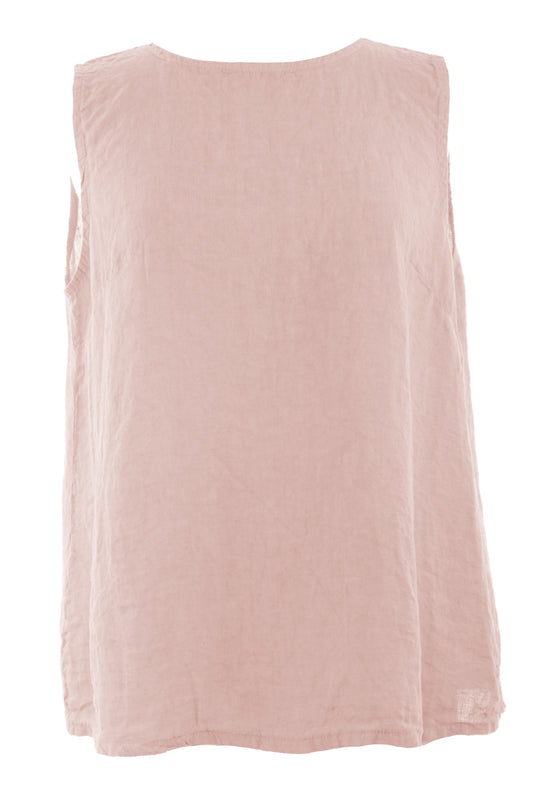 Sleeveless Button Back Linen Top