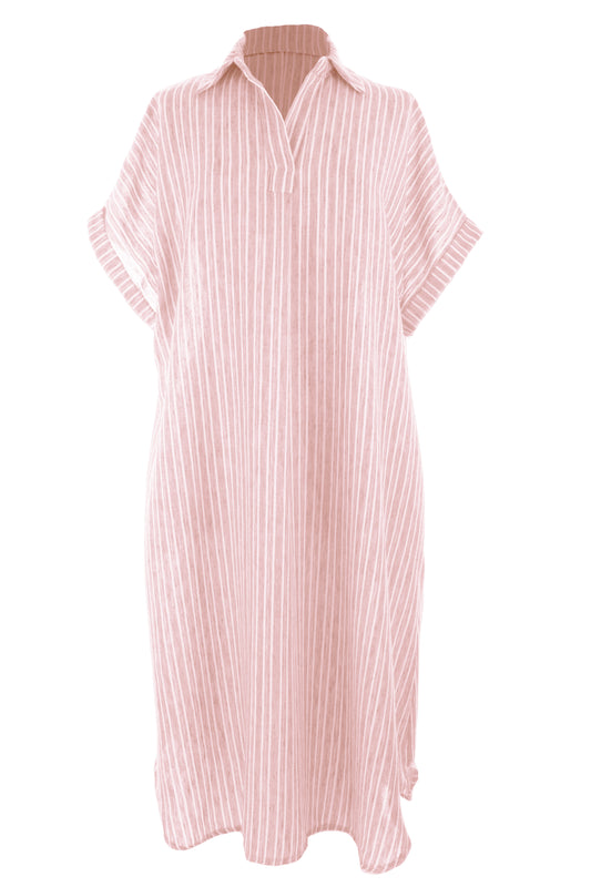Stripe Print Collar Midi