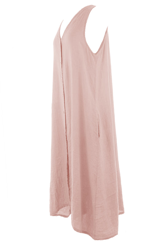 Sleeveless Button Front Linen Midi