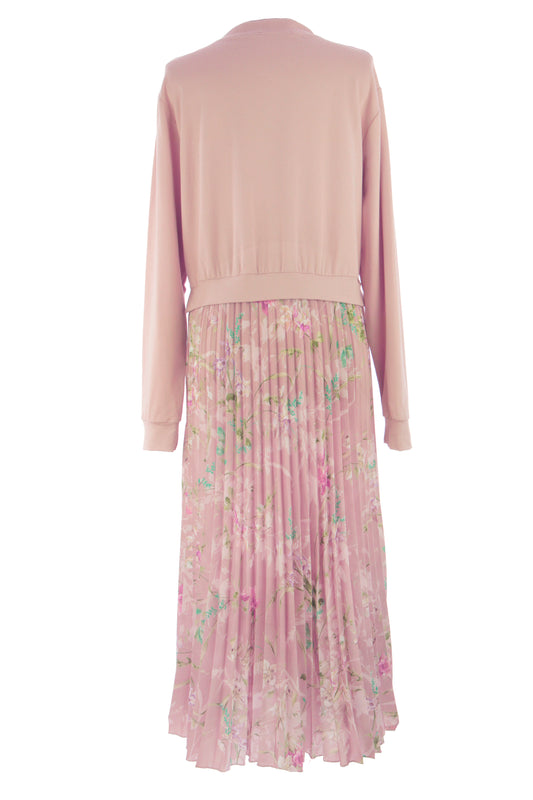 Floral Print Pleated Satin Midi