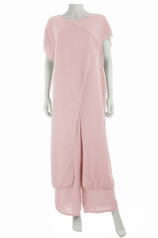 Crossover Tunic Top Wide Leg Trouser Set