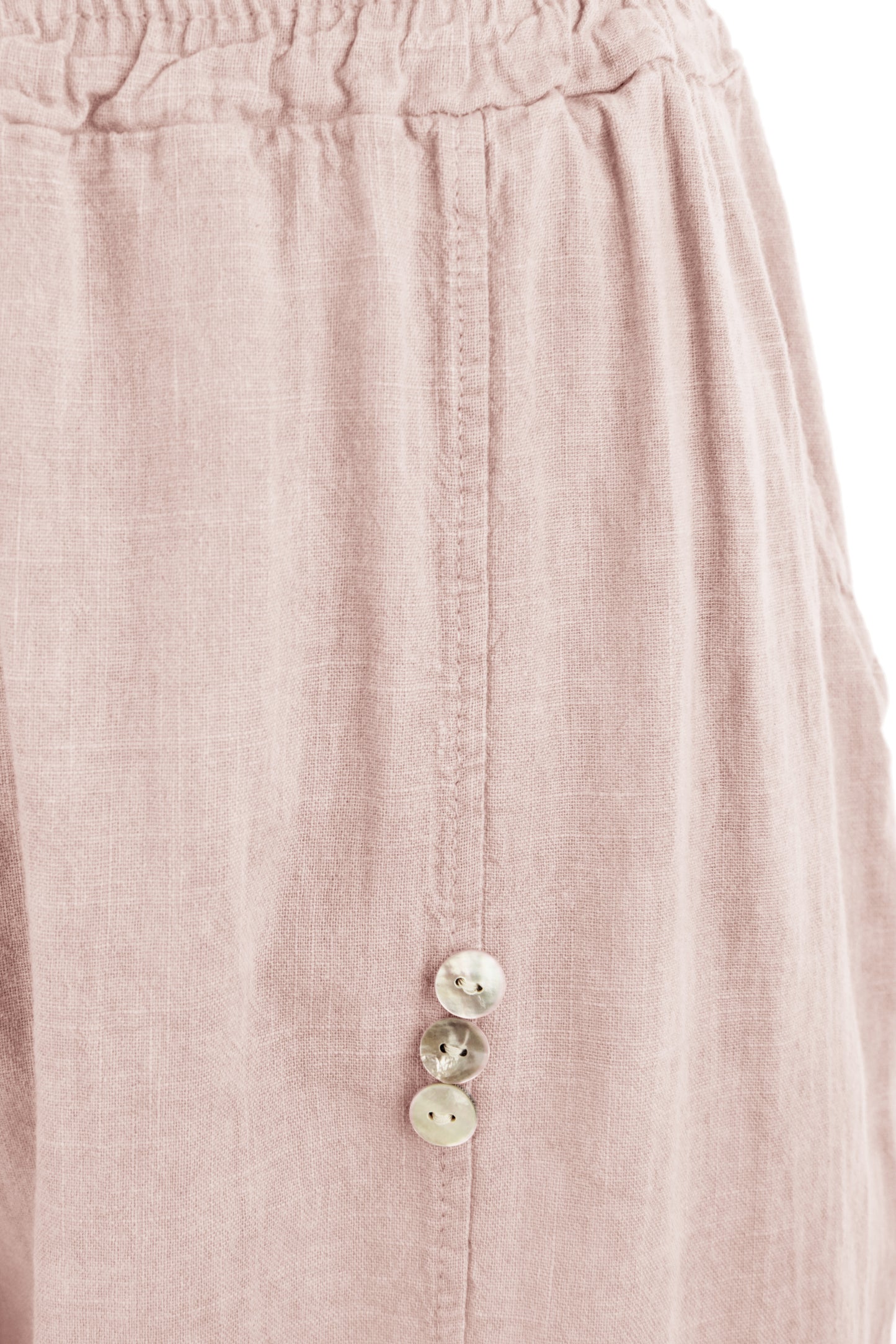 Button Detail Cropped Linen Trouser