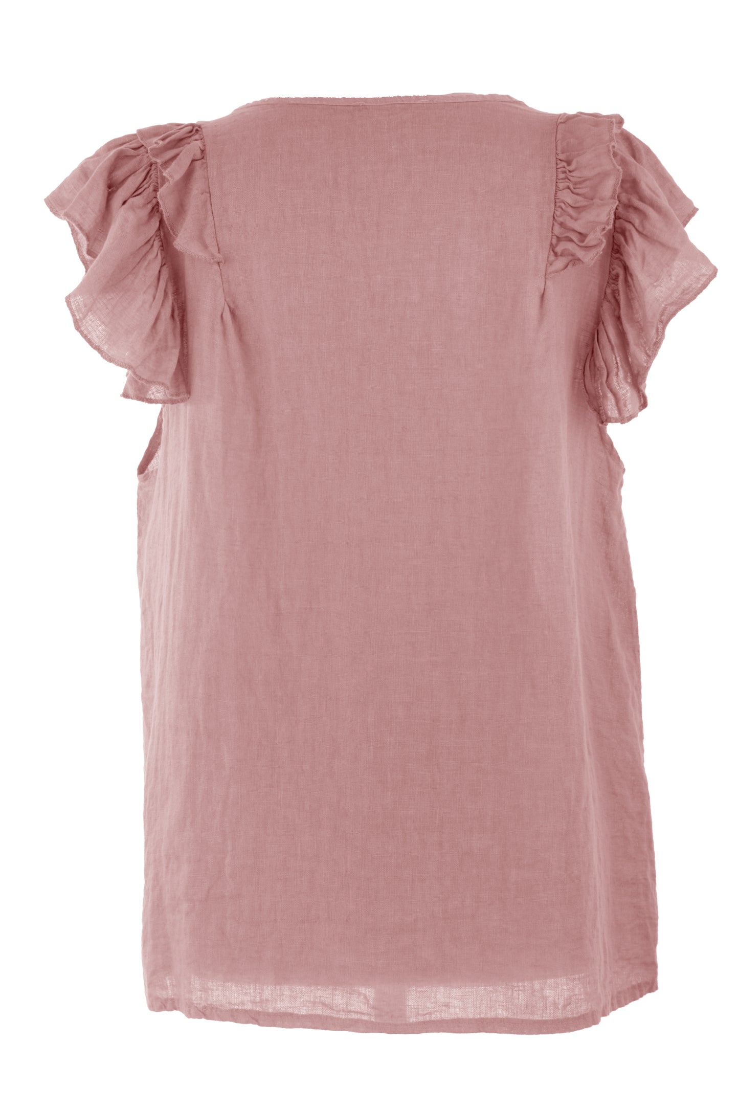 Frill Shoulder V Neck Linen Top