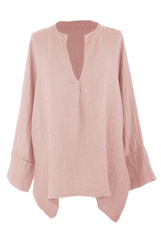 Collar V Neck Linen Top