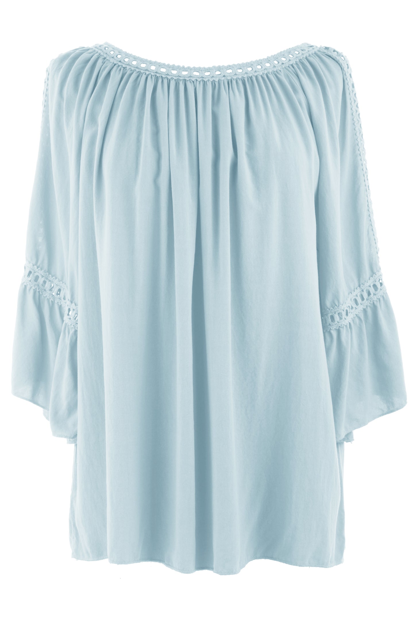 Crochet Trim Cut-out Shoulder Top