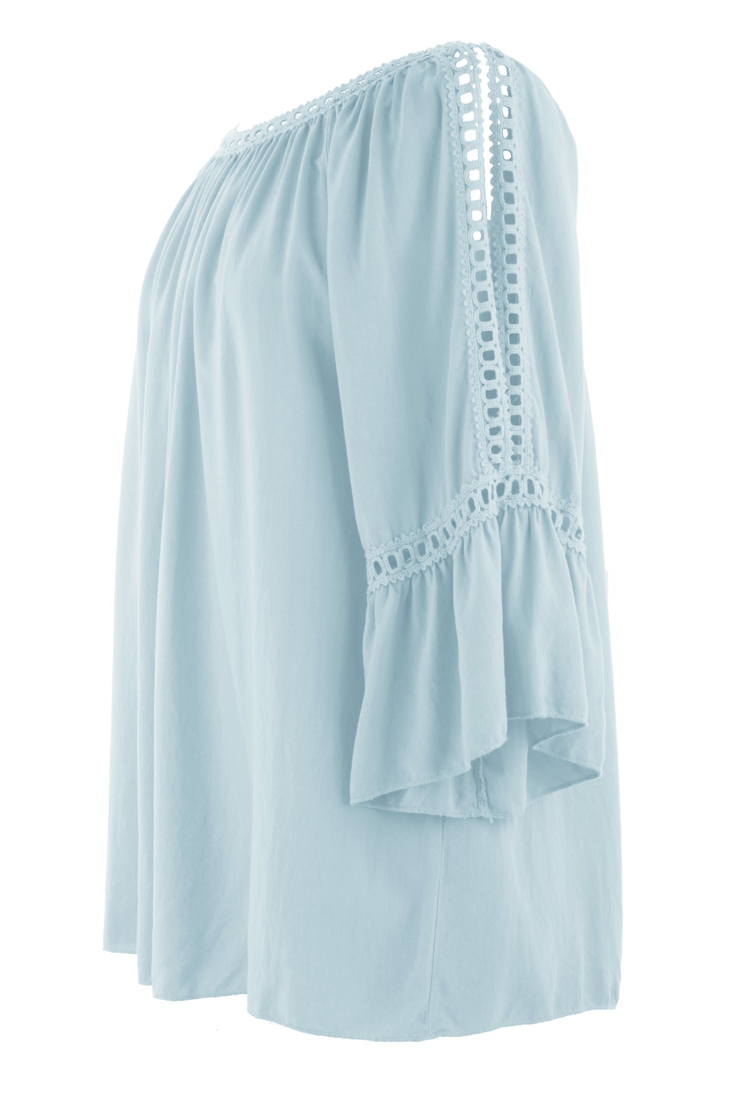 Crochet Trim Cut-out Shoulder Top