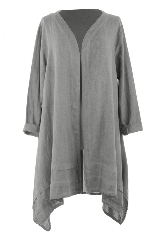 2 Pocket Asymmetric Linen Jacket