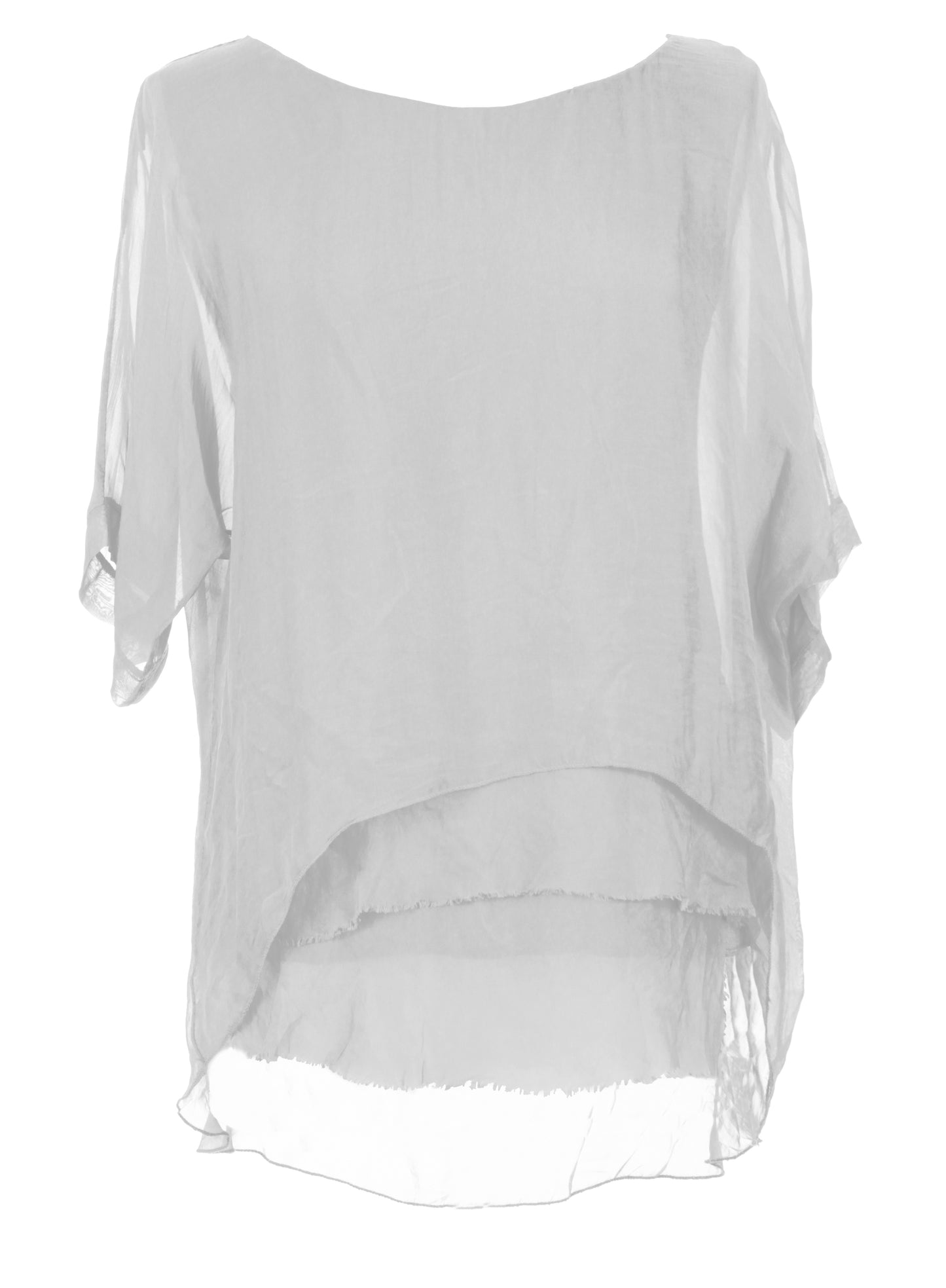 Frayed Hem Silk Top