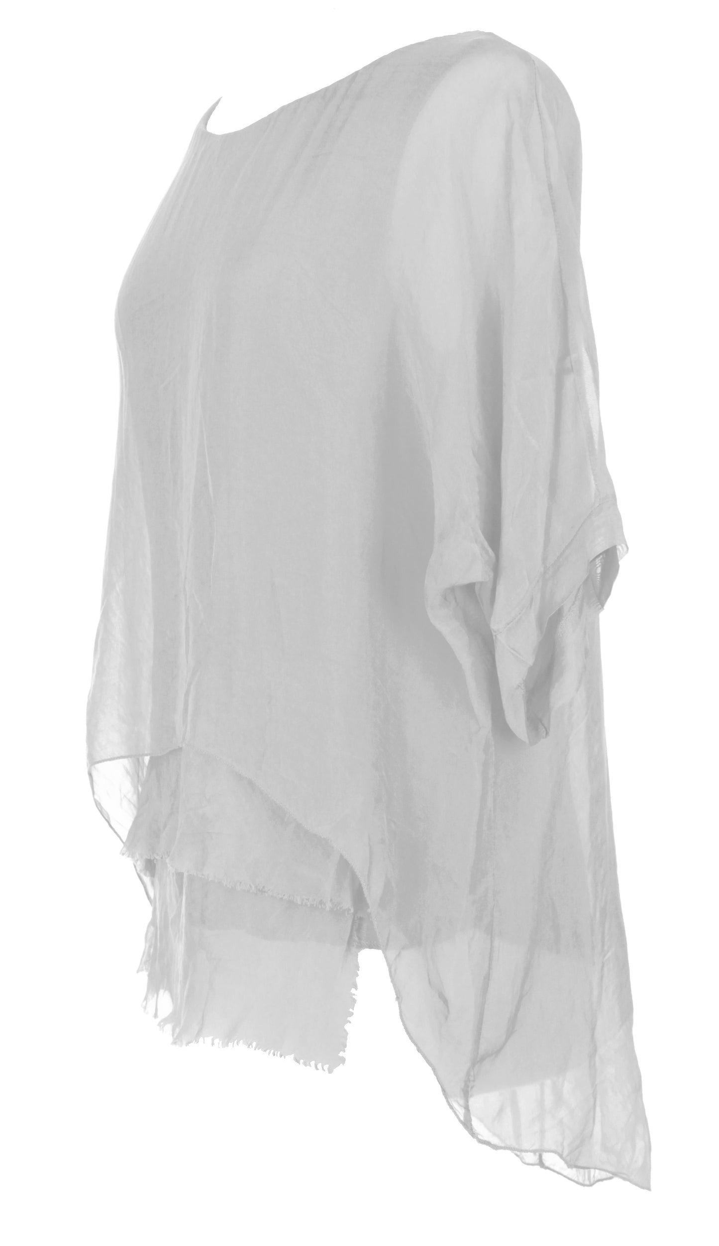 Frayed Hem Silk Top