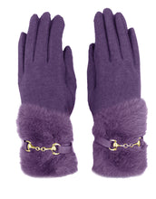 Load image into Gallery viewer, Faux Fur Buckle Detail Cashmere Gloves

