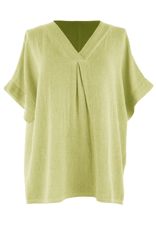 V Neck Teabag Linen Top