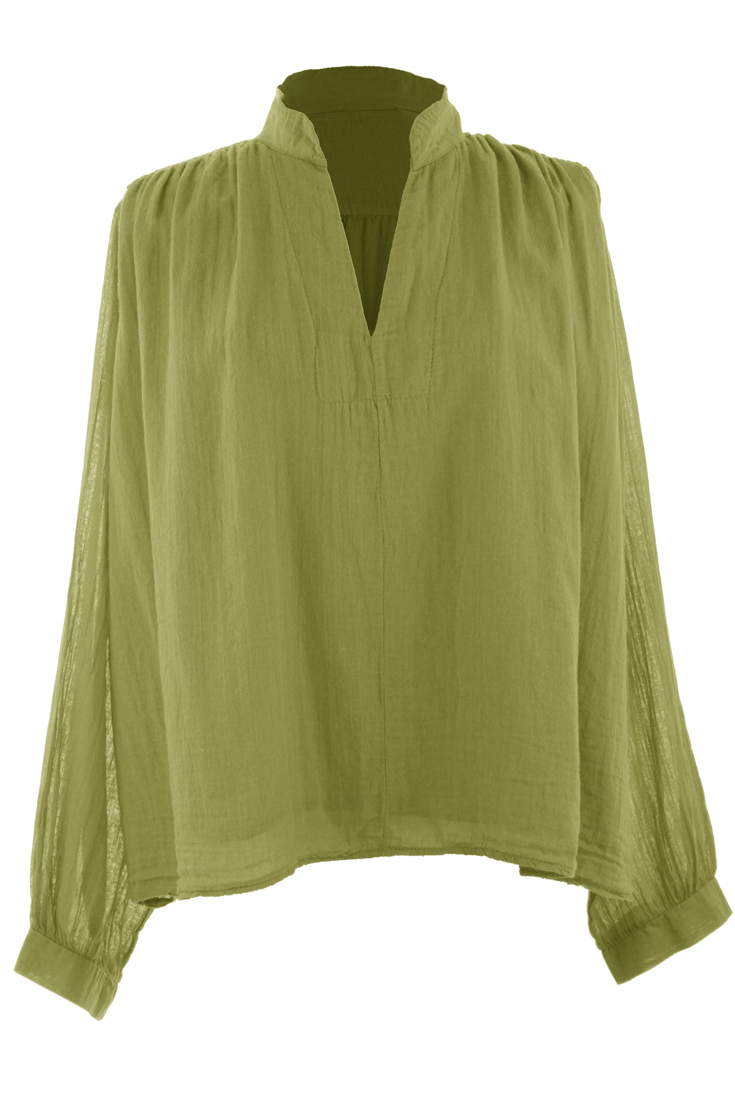 Ruched Shoulder Cotton Top