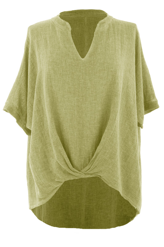 Twist Hem Teabag Linen Top