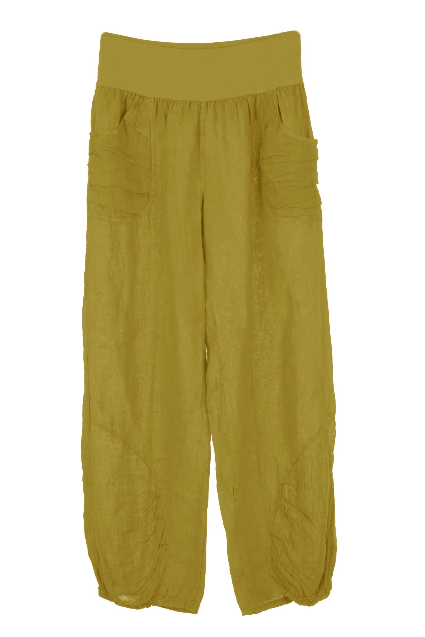 Ruched Ankle Linen Trouser