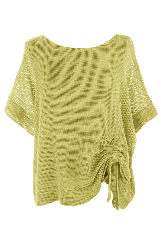 Tie Ruched Detail Mesh Top