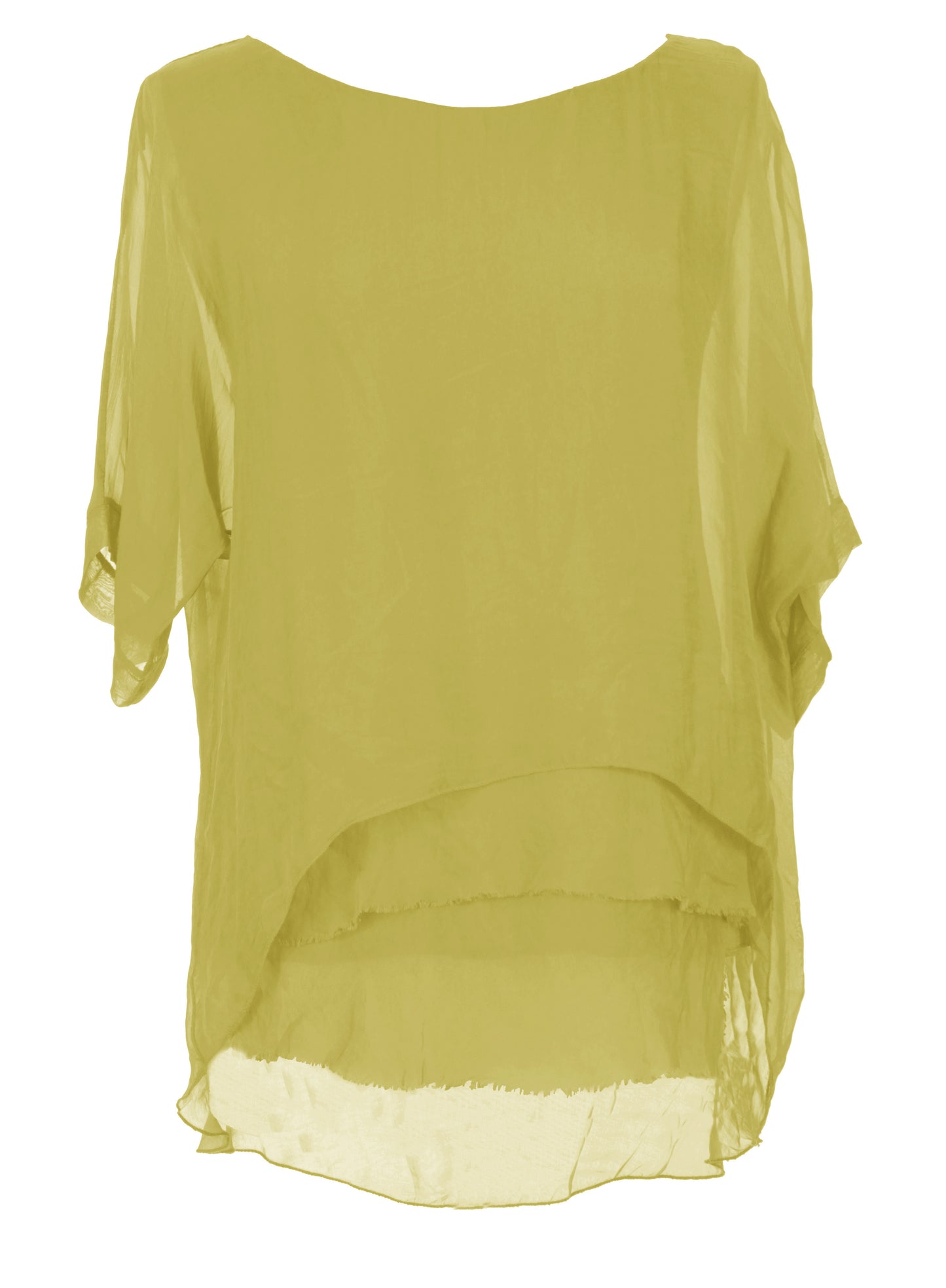 Frayed Hem Silk Top